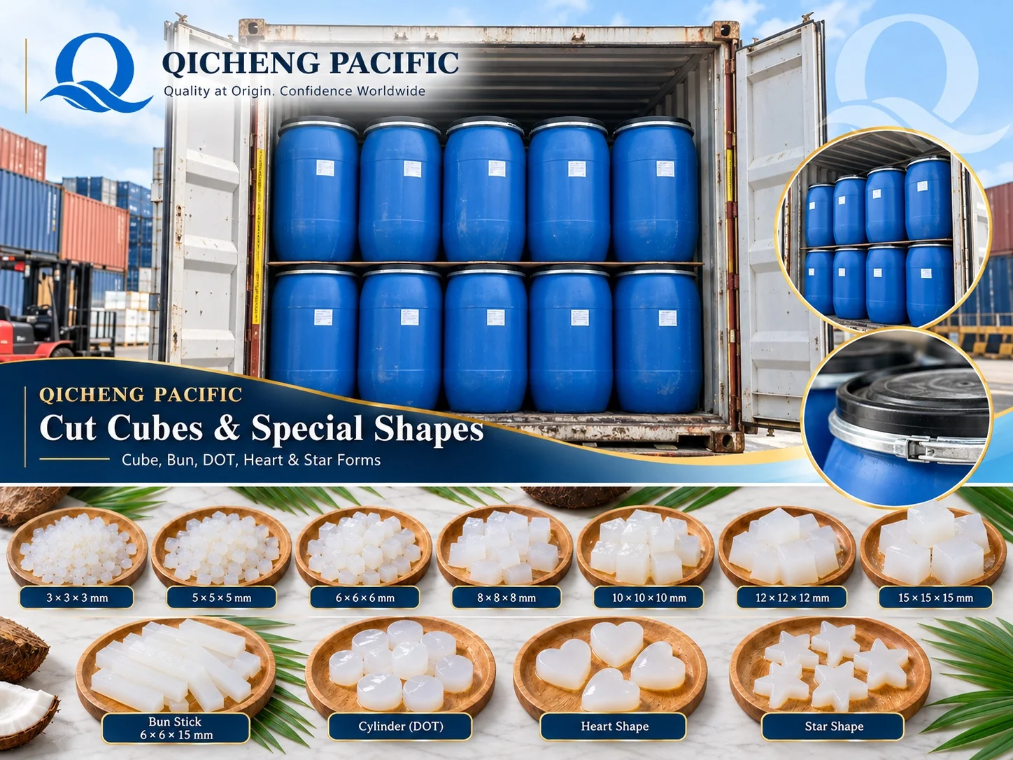 Blue drums on pallets